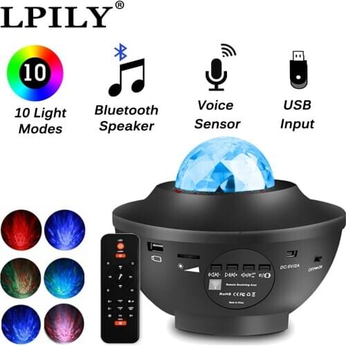 Colorful Starry Sky Night Light Projector Bluetooth USB Music Sensor Player Party Effect Ambient lamp Romantic galaxy Projection