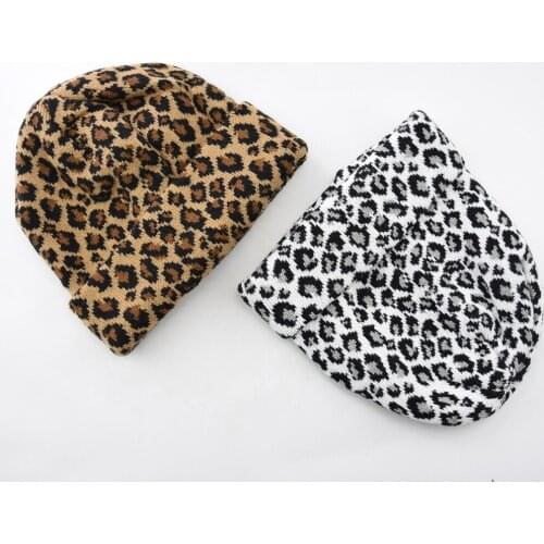 New European And American Leopard Print Knitted Hat Warm Hat Ins Explosion Model Adult Wool Cap Simple Hedging Cap Jacquard Hat