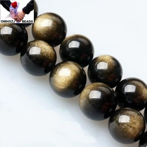 OMH Wholesale JD81 4 6 8 10 12 14 16 18mm Jewelry DIY Making Bracelet Necklace Natural 5A Gold Obsidian Loose Spacer Round Beads