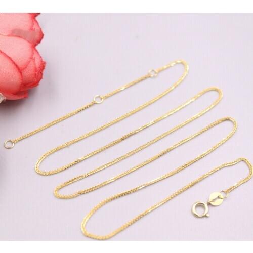 Pure 18K Yellow Gold Women Necklace Wheat Foxtail Chain 17.7inch 0.9mmW 1.2-1.5g / Spring Clasp GUARANTEED PURE 18K Gold