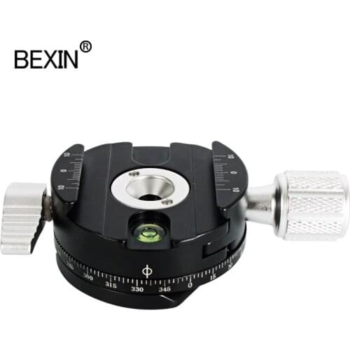 BEXIN Aluminum alloy Panoramic Clip Holder 360-degree Rotating Panoramic Pan-tilt Three-legged SLR Camera Quick Release Plate