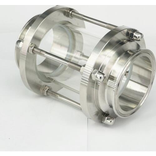 Fit 76mm Pipe OD 3" Tri Clamp SS304 Sanitary Flow Sight Glass Dipoter Homebrew