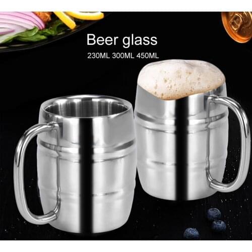 230/300/450ml Double-Layer Portable Stainless Steel Coffee Beer Mug Drinking Cup for Kitchen Dining Bar Tableware Drinkware tool