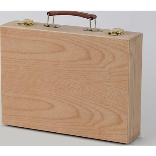 Professional portable painting box, toolbox, large capacity portable coloring pigment color matching box, wooden art storage box