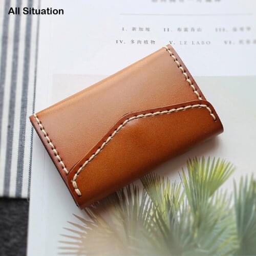 Luxury Mini Card Wallet First Layer Cow Leather Top Quality Male Casual ID Bus Credit Card Purse Women Simple Storage Coin Pouch