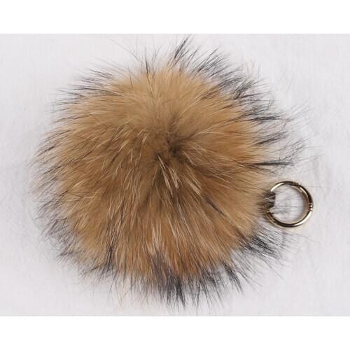 Pink java QC19110 FASHION FUR KEYCHAIN real fox fur kechian natural raccoon fur kechain garniture