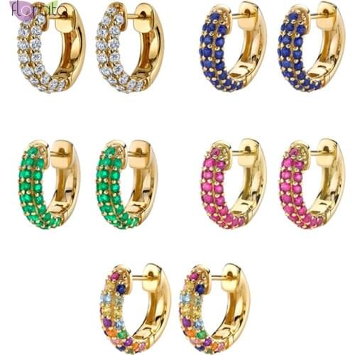 925 Sterling Silver Exquisite Luxury Zircon Circle Hoop Earrings For Women Crystal CZ Loops Piercing Ohrringe Jewelry A30