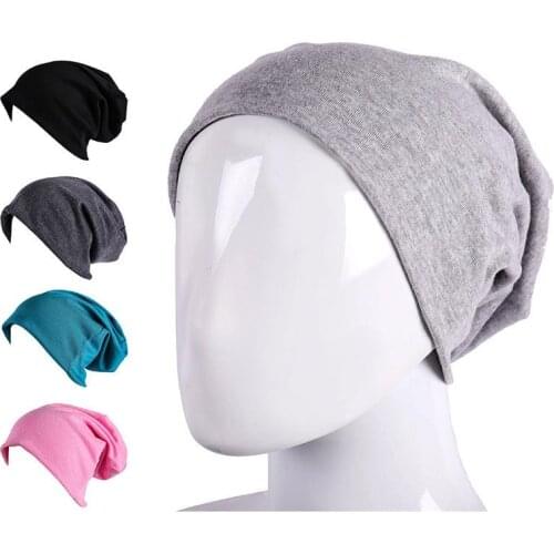Womens Plain Beanie Hat 2021 Spring Cotton Slouchy Beanie For Women Knitted Bone Hat Ladies Black Skullies Cap