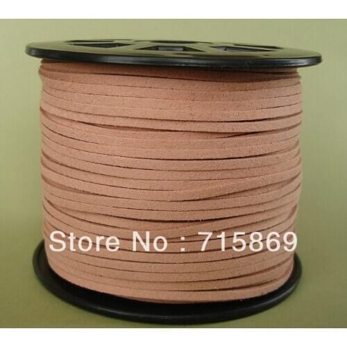 Free Shipping 3MM*1.5MM 100 YARD Natural Wood Faux Suede Cord Flat Leather Cord For DIY Necklace and Bracelets