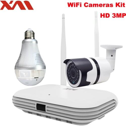 XM 2CH 3MP WIFI ip camera System Wireless NVR 4PCS 5MP Infrared P2P Wireless Internet IP CCTV Security Camera kit