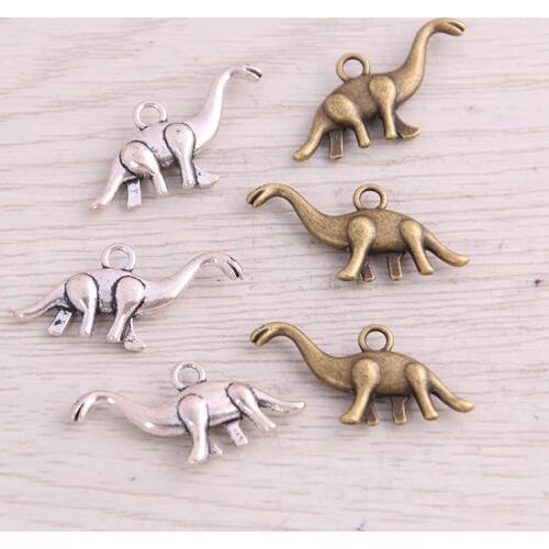 SWEET BELL 40PCS 14*27mm New Product Two Color Dinosaur Charms Animal Pendant Jewelry Metal Alloy Jewelry Marking