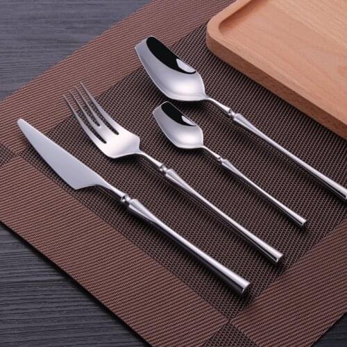 Cutlery Tableware Stainless Steel Mirror Bright Silver Spoon Fork Knife Dinnerware Travel Flatware Coffee Tea Spoon Cutlery Set
