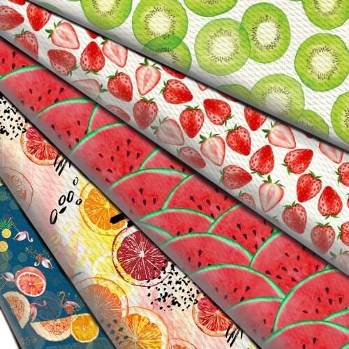 1/2Yard Fruit Strawberry Watermelon Printed Bullet Fabric Liverpool 4 Way Stretch Spandex Knit Fabric For Baby HeadWrap Bummies