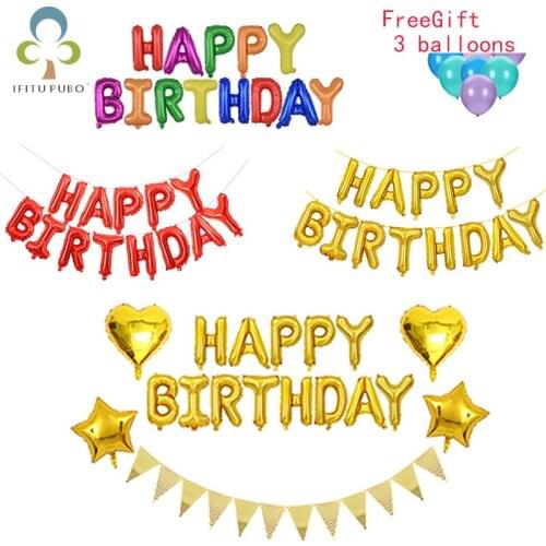 13Pcs Happy Birthday Aluminum Foil Balloons Happy Birthday Letter Balloons Birthday Party Decoration Background Wall Layout WYW