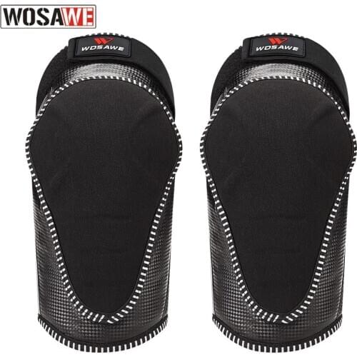 WOSAWE Motocross Knee Protector Carbon fiber PU Leather Motorcycle Knee Pads Racing Leg Proetection Breathable Skateboard Brace