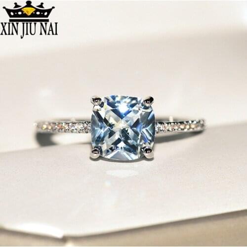 Luxury Light Blue Square Stone Ring Female Love Wedding Ring Fashion Promise Engagement Rings For Women indian jewelry