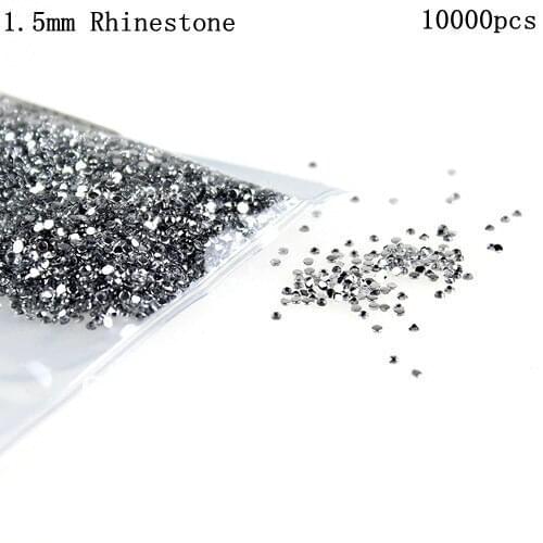 1bags/lot(10000pcs/bag) 30 colors optional 1.5mm Clear Round Crystal Rhinestones Nail Art Tip Rhinestone