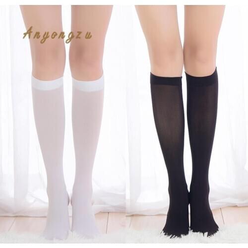 10pair/lot Anyongzu Thin Black And White Woman Socks Knee Below Socks Velvet Student