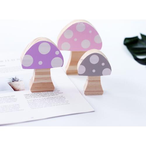 3pcs/set Wooden Mushroom Block Ornaments INS Nordic Kids Room Decoration Wood Building Blocks Baby Toys Gift Nursery Decor Props