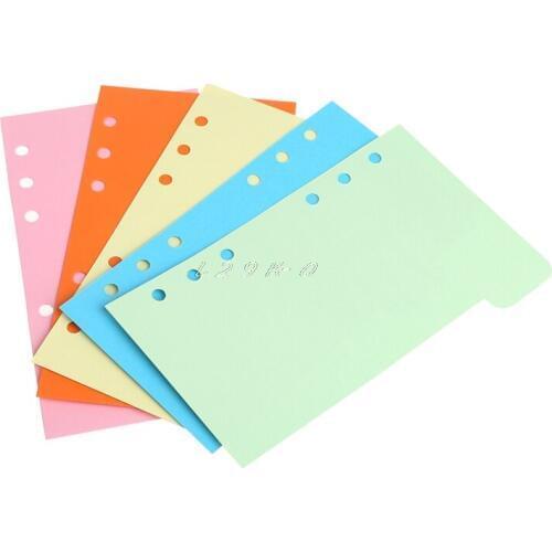 5Pcs Refills 6 Hole Blank Colorful Paper for A5 A6 Loose Leaf Binder Notebook