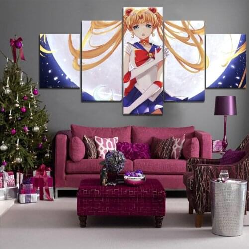 5 Piece Wall Art Canvas Prints Anime Sexy Girl Figure Decor Posters Home Modular Decor Paintings Modern Living Room Decoration