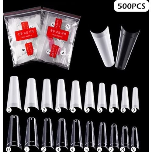 500pcs French Fake Nail Tips Half Cover False Nails Press on Nails Tips Natural Acrylic Nails 10 Sizes for Nail Salons & DIY