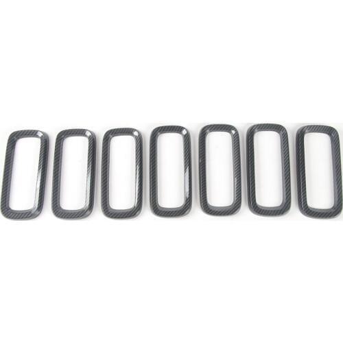 7Pc/Set ABS Car Front Grill Grille Frame Net Mesh Bumper Cover Trim Sticker Styling Frame For Jeep Renegade 2015-2016
