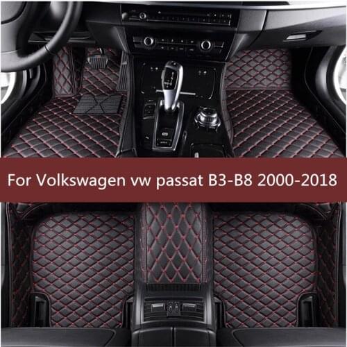 Car Floor Mats Flash Mat Leather Custom Foot Pads Automobile Carpet Car Cover For Volkswagen vw passat B3 - B6 B7 B8 2000-2018