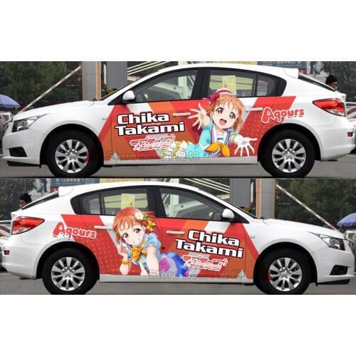 Car Styling Door Stickers Japanese Anime Chika Takami Vinyl Sticker Decals Auto Body Racing Decal ACGN Aqours Car Film Paint