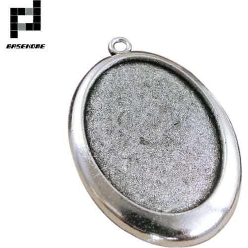 BASEHOME 5pcs/lot Antique Bronze Oval Pendant Settings Cabochon Base Tray Bezel Blank Fit 30x40mm Cabochons Cameo DIY Necklace
