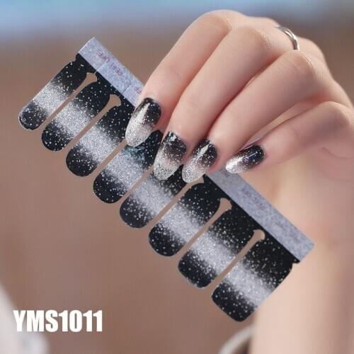 Glitter solid color nail stickers full stickers nail polish stickers gradient color nail stickers 16 stickers