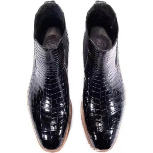 Chue new arrival crocodile shoes Men boots G crocodile leather men boots High help male boots British fashion Men boots
