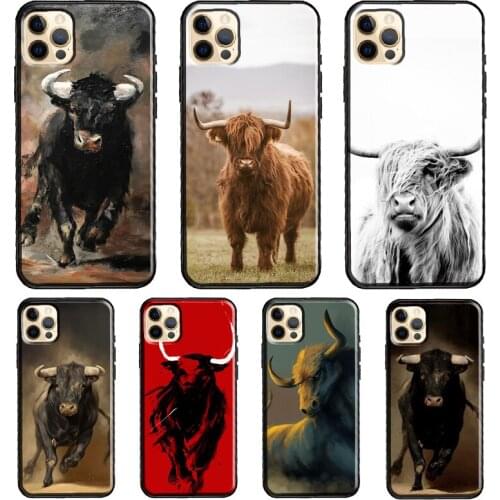 Bull Animal Phone Case For iPhone 11 Pro Max XS XR X 12 Mini SE 2020 6S 7 8 Plus 12 Pro Max Cover