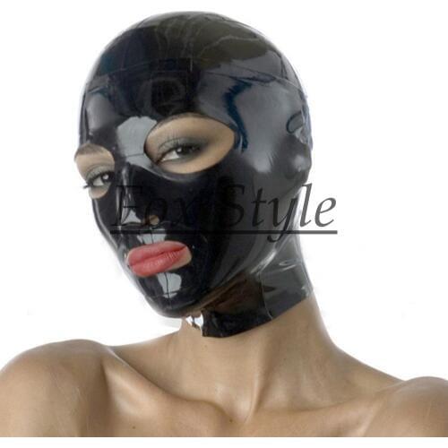 Black latex hood with back zip