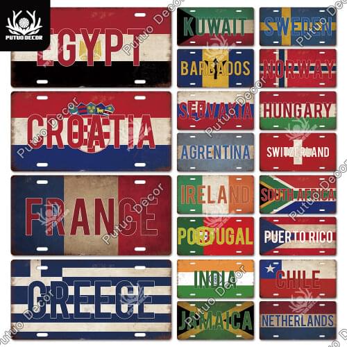 Putuo Decor National Flag Metal Sign Tin Sign Licenses Plate Decor Plaque Garage Bar Pub Living Room Kitchen Wall Decoration