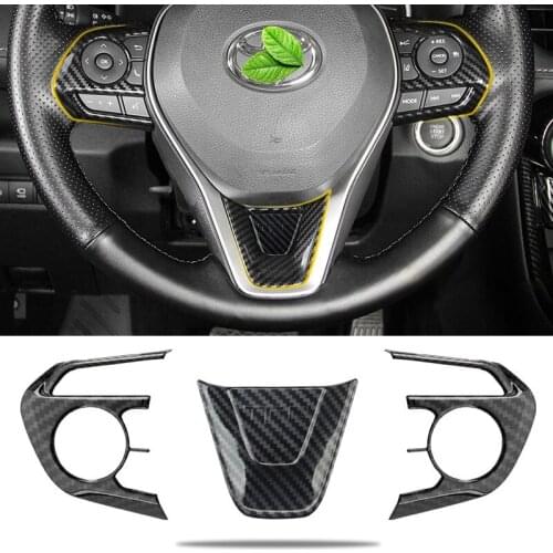 For Toyota Rav4 2019 2020 Interior Accessories Car Steering Wheel Decorative Frame Multi-Function Button Stickers Modification
