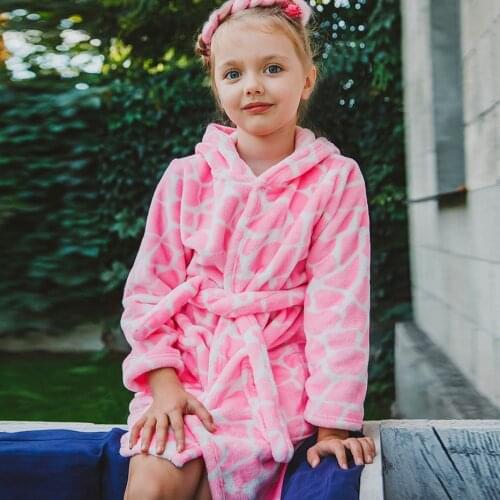 Baby Girls Boys Robes Children Bathrobe Hooded Cap Soft Velvet Robe Pajama Kids Coral Warm Clothes Baby Lovely Home Clothes