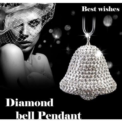 Crystal Car Pendant Diamonds Bell Luxurious Hanging Ornaments Rearview Mirror Campanula Decor Auto Accessories for goddess