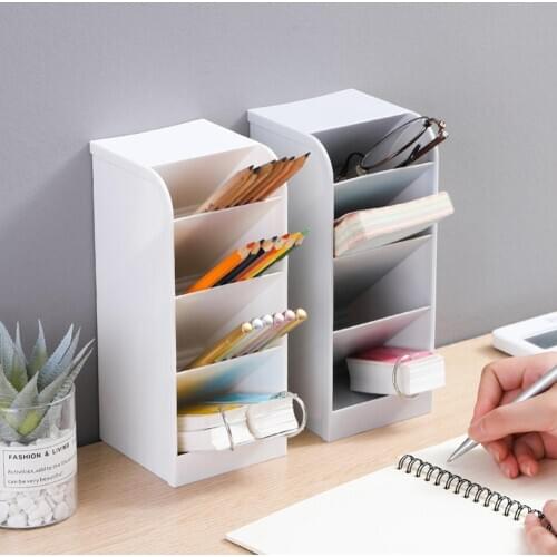 Pen Pencil Organizer Office Desktop Makeup Brushes Lipstick Storage Box Holder Offers spacious storage space in modest size