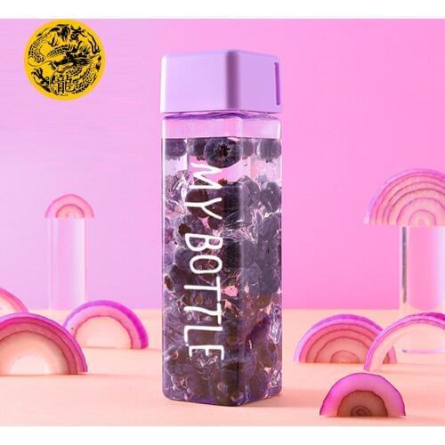 Square Plastic My bottle 500ml for Water Bottles to drink with Rope Transparent or Frosted Sport Korean style Heat resistant