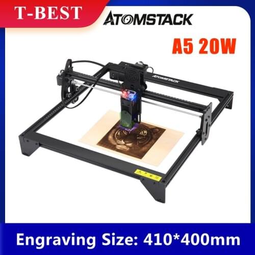 ATOMSTACK A5 20W Laser Engraver CNC Quick Assembly 410*400mm Carving Area Full-metal Structure Fixed-focus Laser Eye Protection