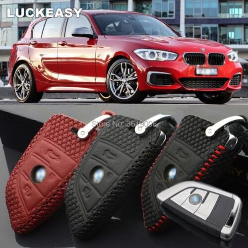 LUCKEASY For BMW 1 Series 2017 Brand New High Quality leather Smart Remote key Case Cover Holder
