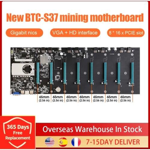 BTC-S37 Mining Machine Motherboard 8 PCIE 16X Graphics Card SODIMM DDR3 SATA3.0 Support VGA + HDMI-Compatible Dropshipping