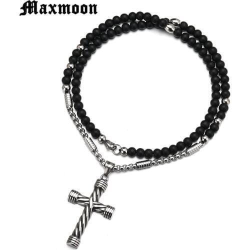 Maxmoon Cross Necklace INRI Crucifix Jesus Piece Long Chain Pendant Necklace Men Women Hip Hop Jewelry For Party Gifts