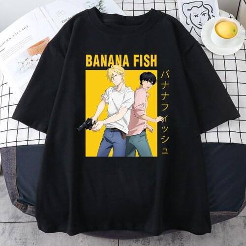 CLOOCL Banana Fish Ash Lynx Anime Printed Men T-Shirt 2021 Summer Tee Shirt Harajuku Cotton T Shirts Hip Hop Women New Tops