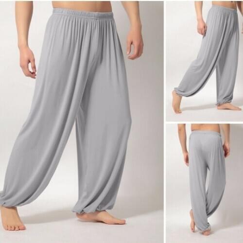 Men Yoga Pants Wide Leg Loose Bloomer Sweatpant Male Leisure Running Jogger Fitness Workout Tai Chi Pants Trousers Sportswear