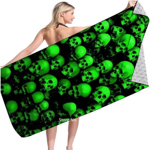 Soft Double-sided Velvet Skull Square Quick-drying Towel Microfiber Magic Wool Eco-friendly Cloth Beach Camping Comfortable