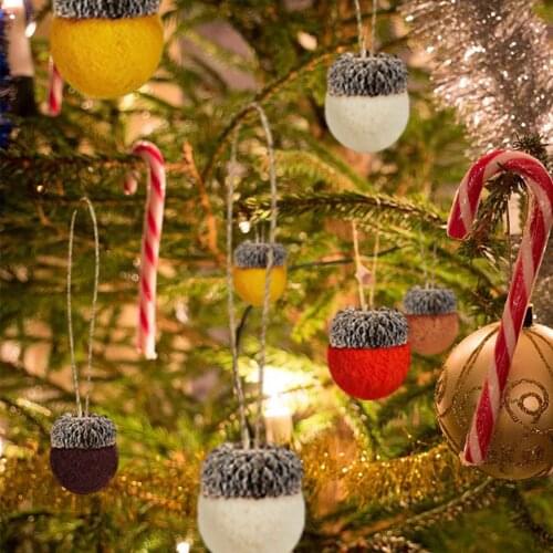 Felt Acorn Ornaments Set Felt Balls Acorn Garland With 32.8 Ft String For Christmas Tree Mantel Wall Baby Room Nursery Physical