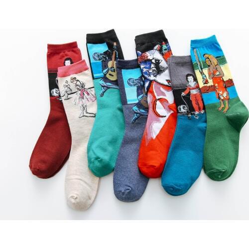 Art Socks Women Men Cotton Socks Creative High Quality Paitings Personality Adult Casual Crew Socks Creative Autumn Winter