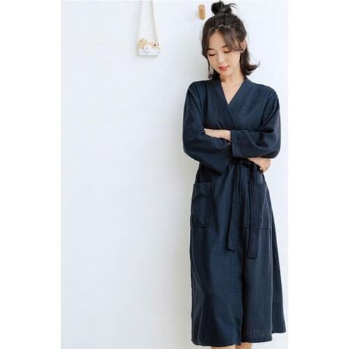 Geskeey Newest Waffle кимоно Lady Thin Bathrobe Absorbent Sweat Steam Pajamas Men And Women Sexy Style Home Clothes Couples